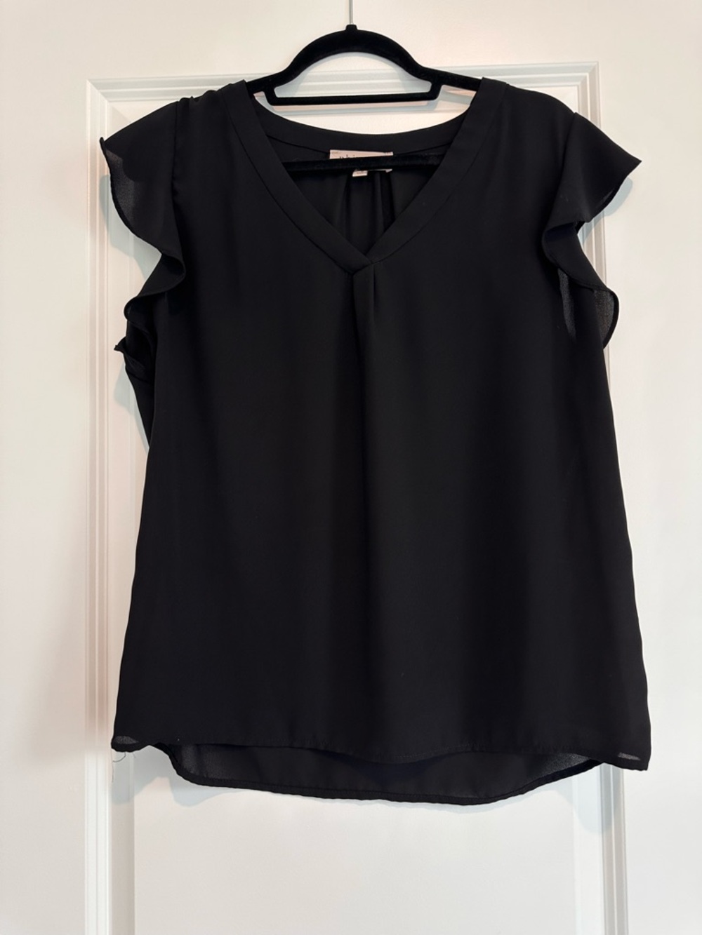 Philosophy Black Ruffle Sleeve V-Neck Blouse